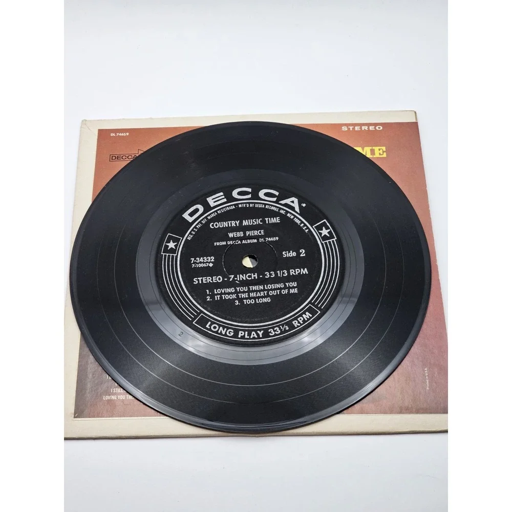 WEBB PIERCE 7" 33 1/3 Jukebox EP - Country Music Time DECCA DL 74659 Nice! - Picture 3 of 4